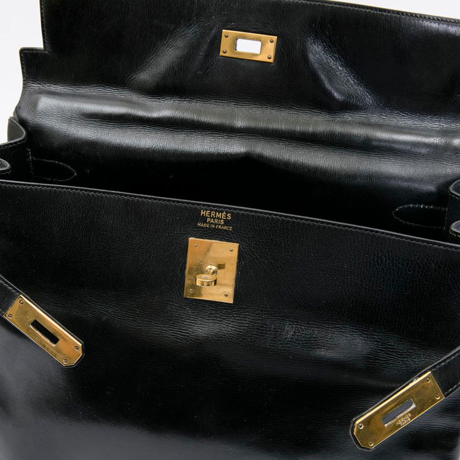 HERMES Vintage Kelly 35 Bag in Black Box Leather 8