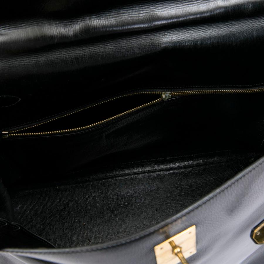 HERMES Vintage Kelly 35 Bag in Black Box Leather 9