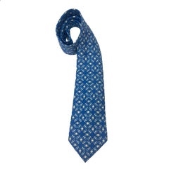 Hermes Tie in Blue Silk 