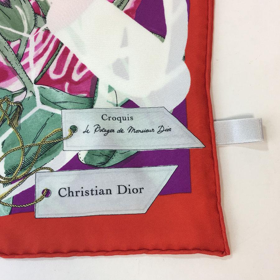 Beige CHRISTIAN DIOR Scarf 'Le potager de Monsieur Dior in Multicolored silk