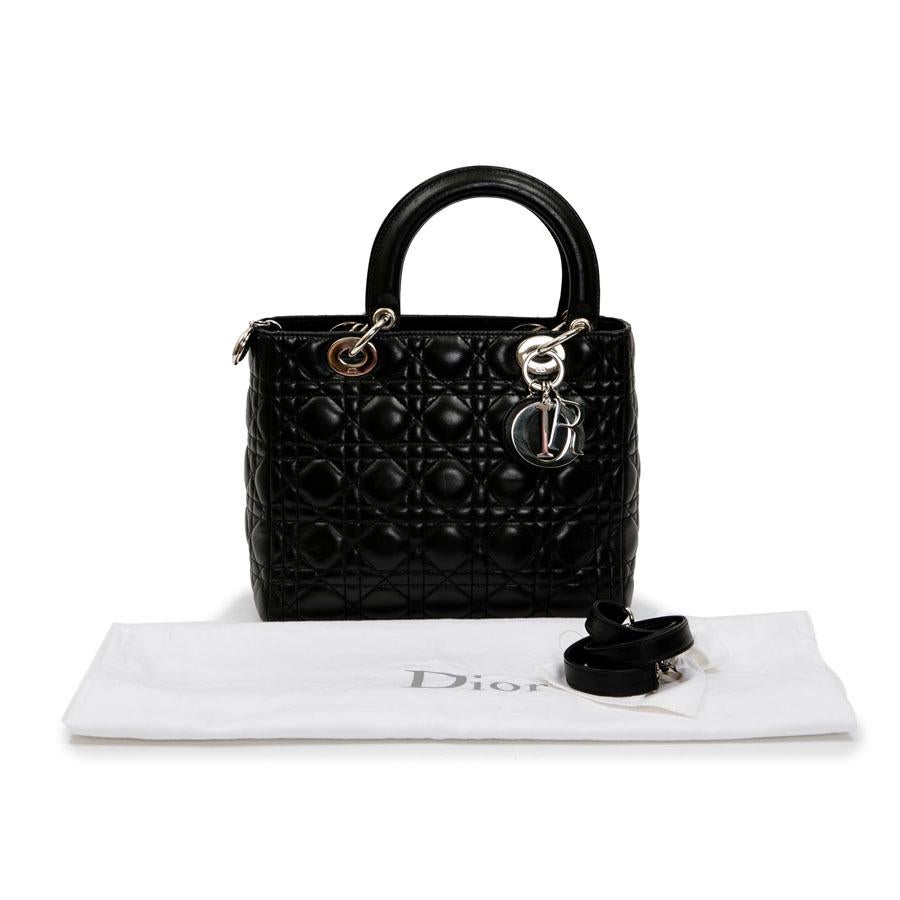 CHRISTIAN DIOR 'Lady D' Bag in Black Lambskin Leather 9