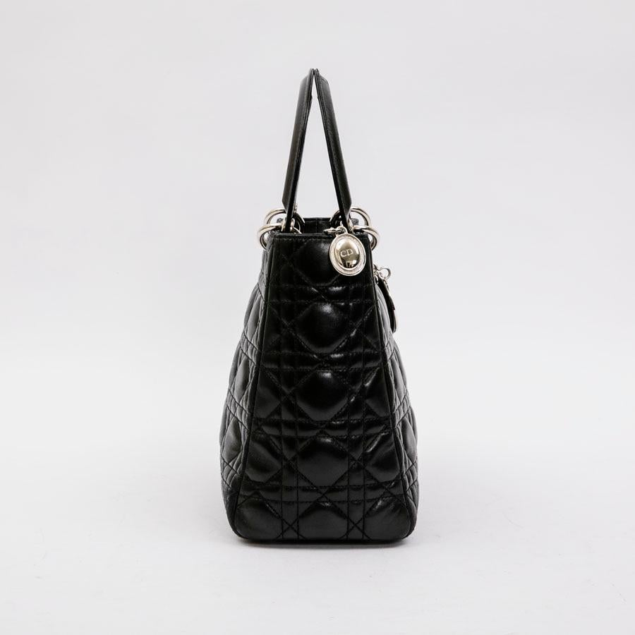 CHRISTIAN DIOR 'Lady D' Bag in Black Lambskin Leather In Good Condition In Paris, FR