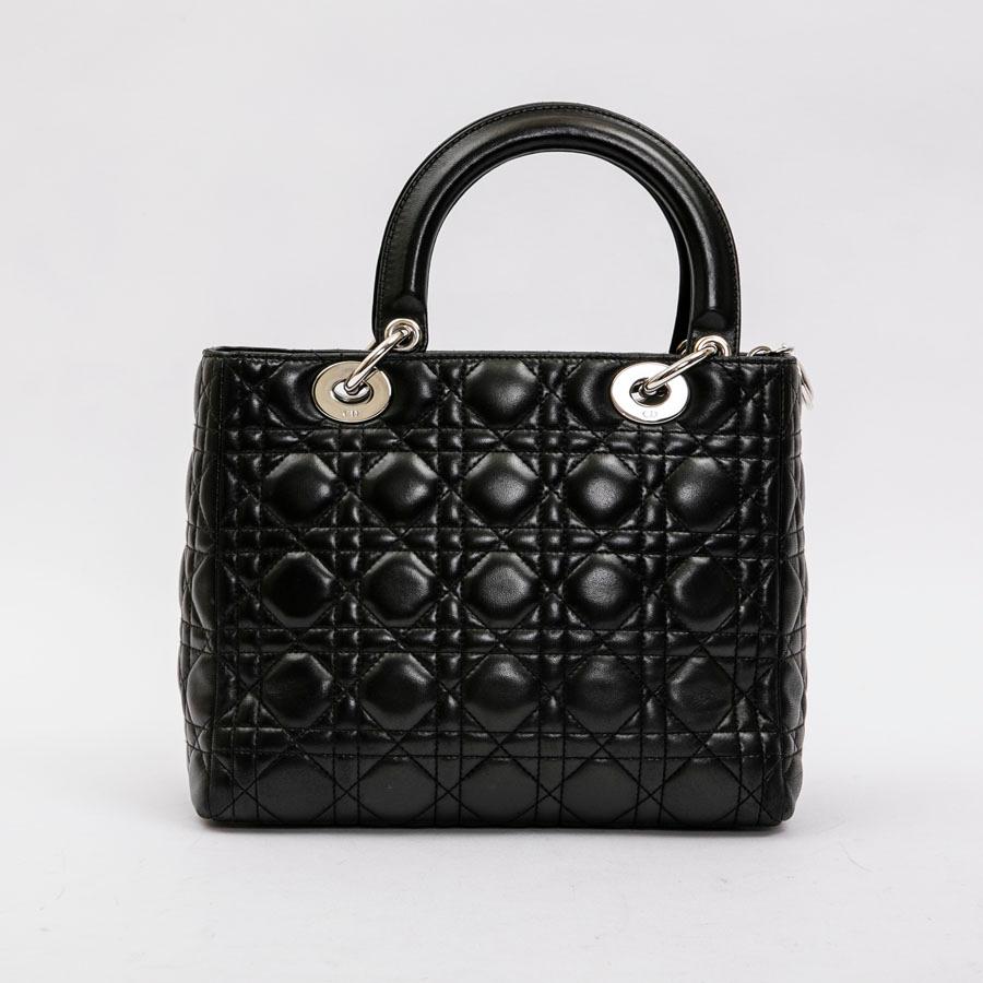 Women's CHRISTIAN DIOR 'Lady D' Bag in Black Lambskin Leather