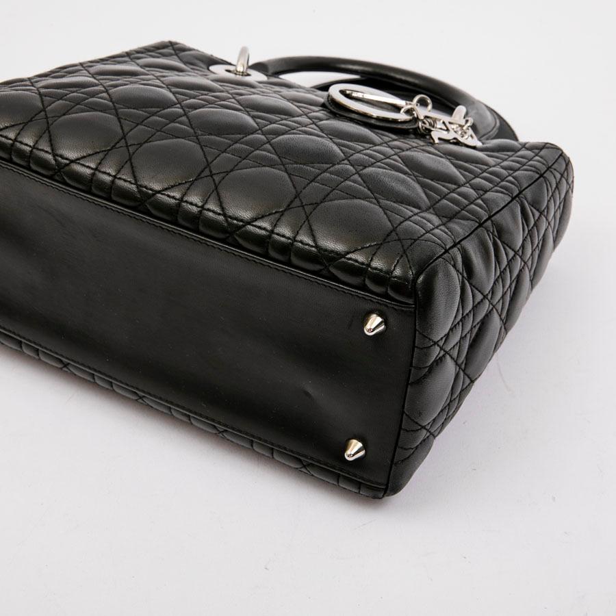 CHRISTIAN DIOR 'Lady D' Bag in Black Lambskin Leather 4