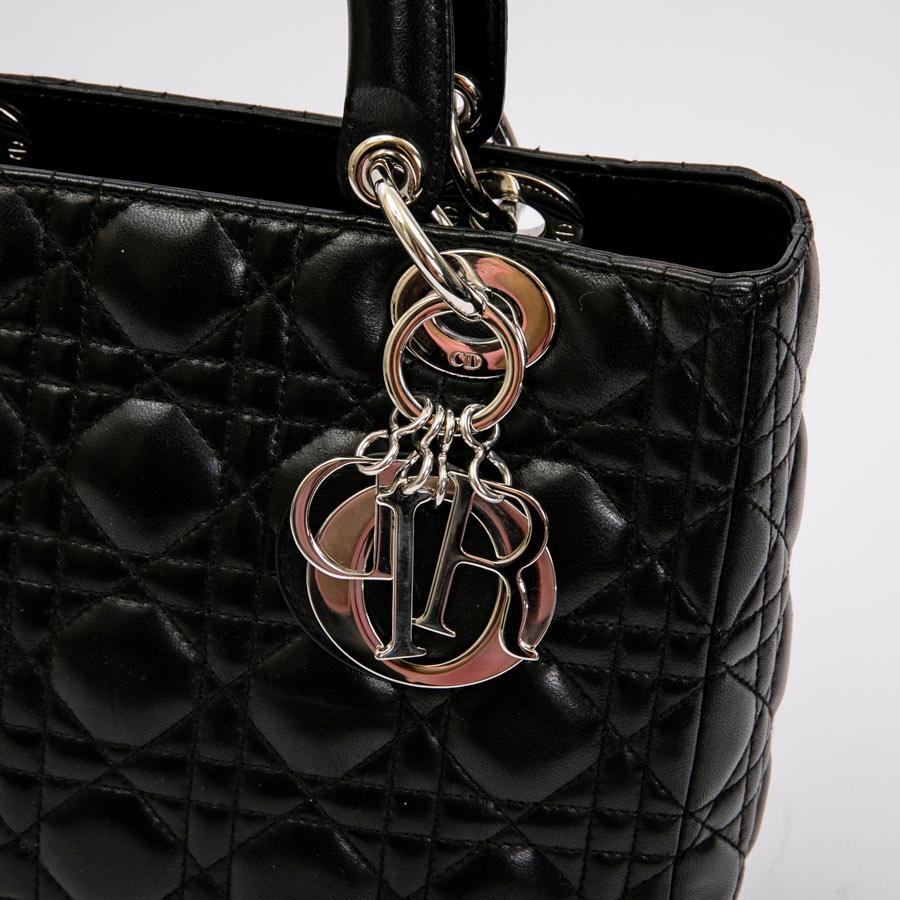 CHRISTIAN DIOR 'Lady D' Bag in Black Lambskin Leather 5