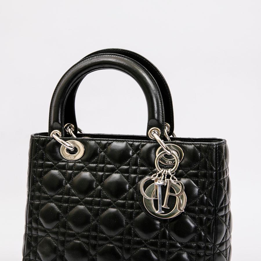 CHRISTIAN DIOR 'Lady D' Bag in Black Lambskin Leather 6