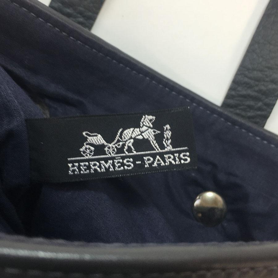 HERMES Small Bag in Black and Charcoal Fabric and Leather 3