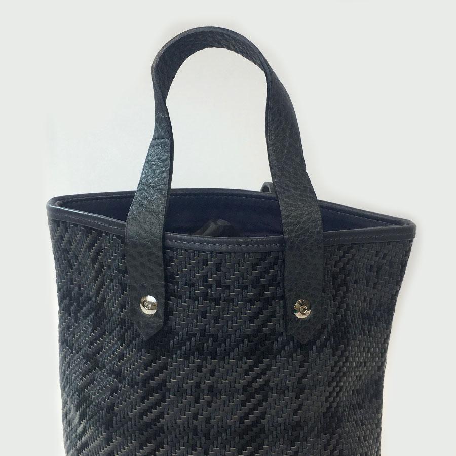 HERMES Small Bag in Black and Charcoal Fabric and Leather In Excellent Condition In Paris, FR