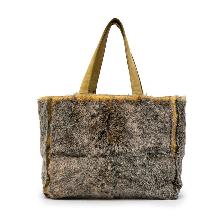 CHANEL Bag in Gray and Yellow Orylag Fur For Sale at 1stDibs
