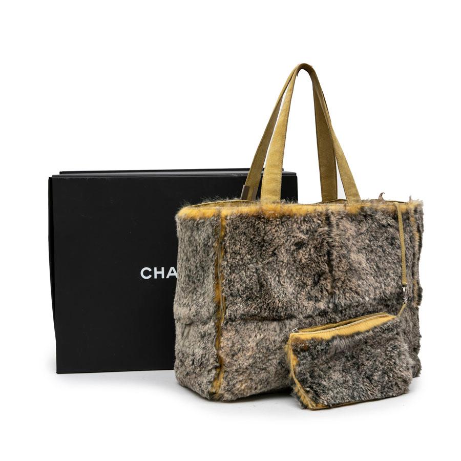CHANEL Bag in Gray and Yellow Orylag Fur For Sale 8