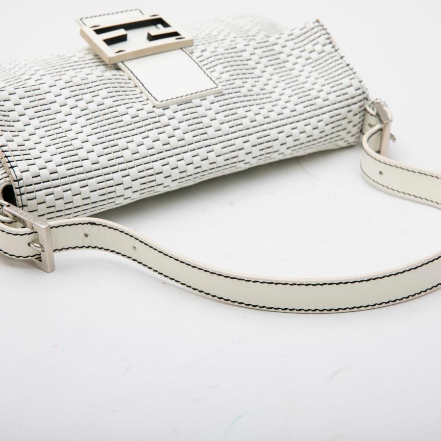 FENDI Baguette Bag in White and Black Patent Leather 1