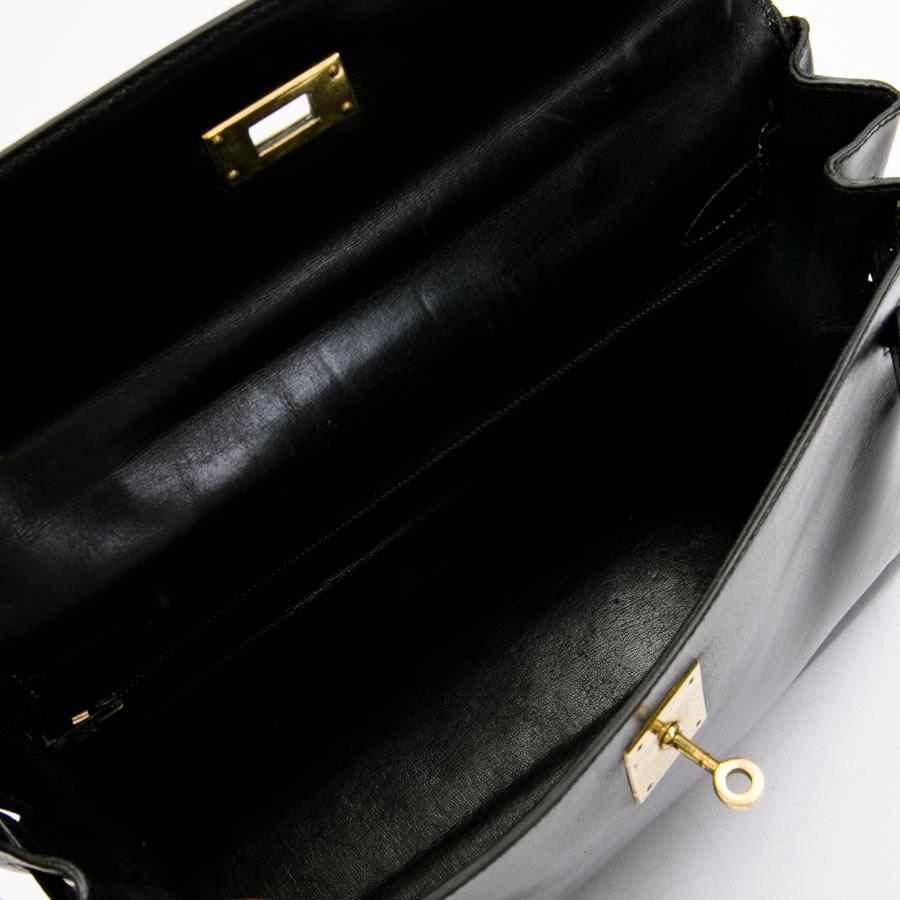 HERMES Vintage Kelly 32 Bag in Black Box Leather 5