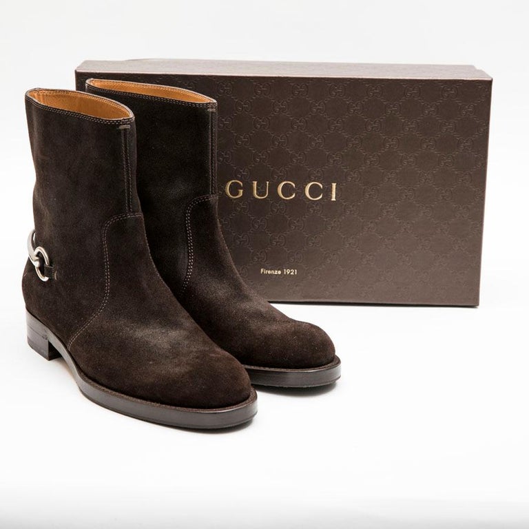 GUCCI Boots in Brown velvet Calfskin Size 39EU For Sale at 1stdibs