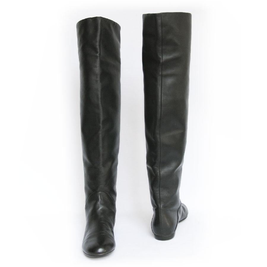GIUSEPPE ZANOTTI Thigh Boots in Black Leather Size 38.5 FR 1