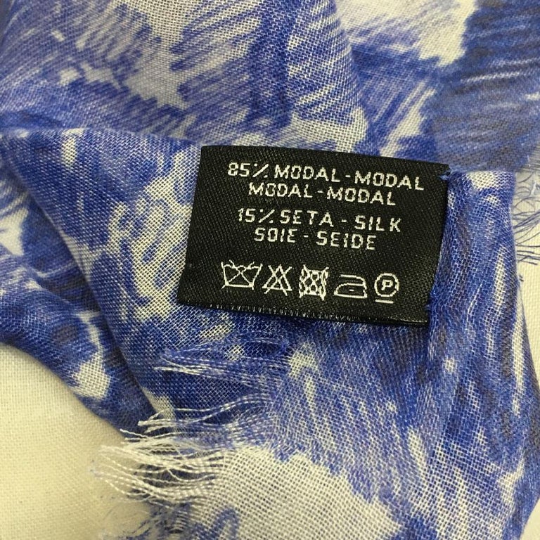 CHANEL Shawl in Blue and Ecru Modal and Silk at 1stDibs