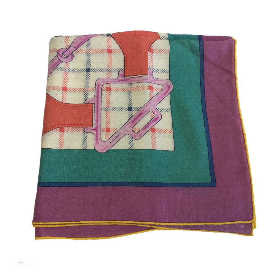Women's Hermes Sellier Shawl in Multicolored Cashmere and Silk