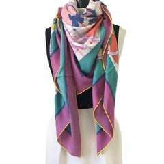 Hermes Sellier Shawl in Multicolored Cashmere and Silk