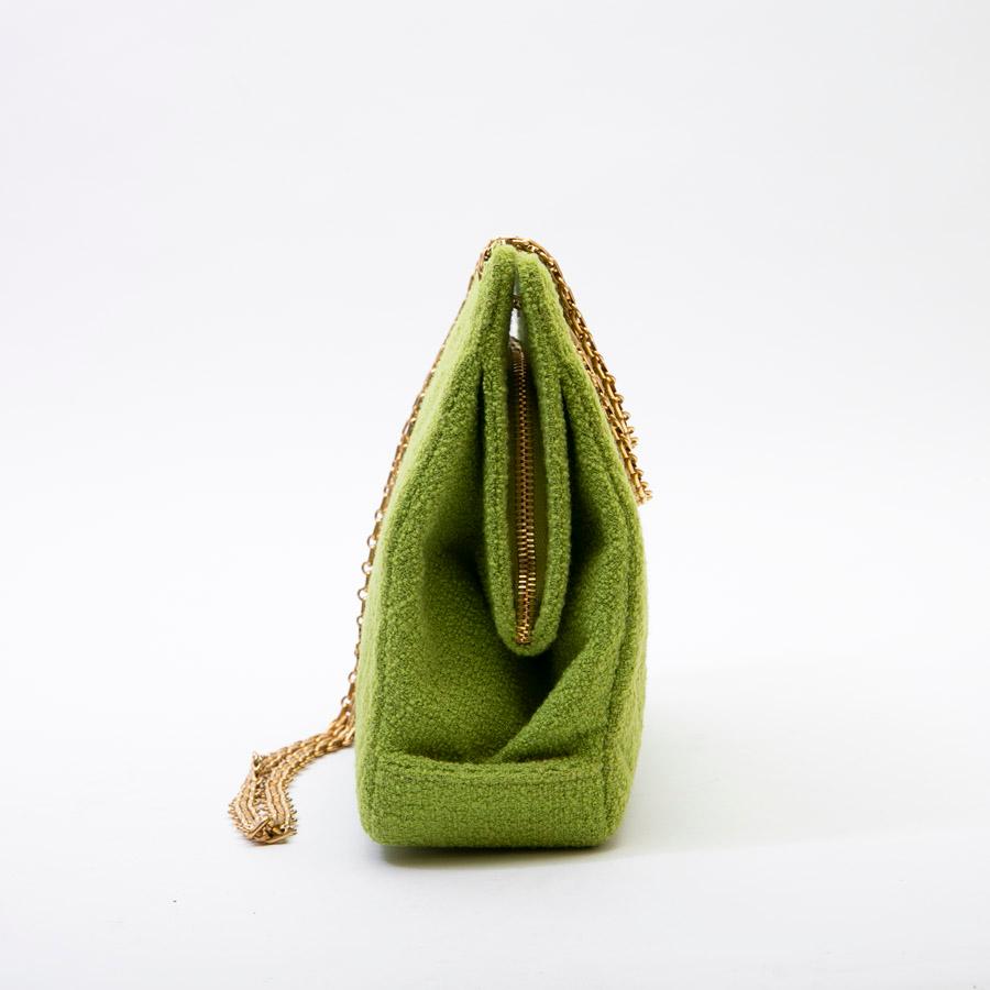 green terry cloth purse