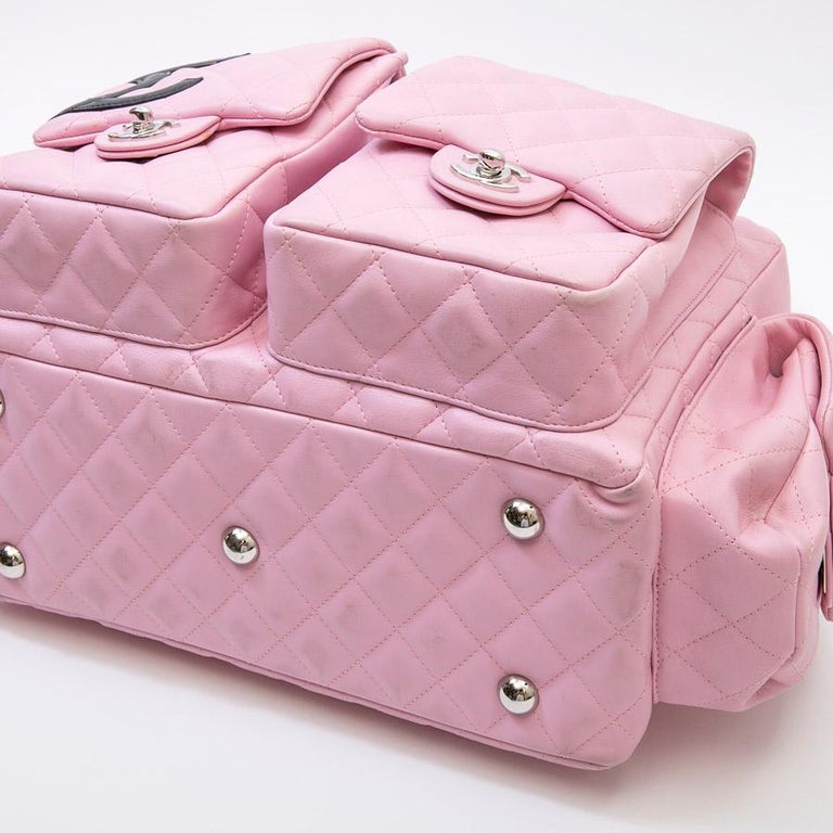 Large CHANEL 'Cambon' Reporter Bag in Pink Quilted Smooth Lambskin Leather  at 1stDibs