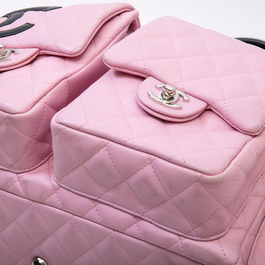 Large CHANEL 'Cambon' Reporter Bag in Pink Quilted Smooth Lambskin Leather In Good Condition In Paris, FR