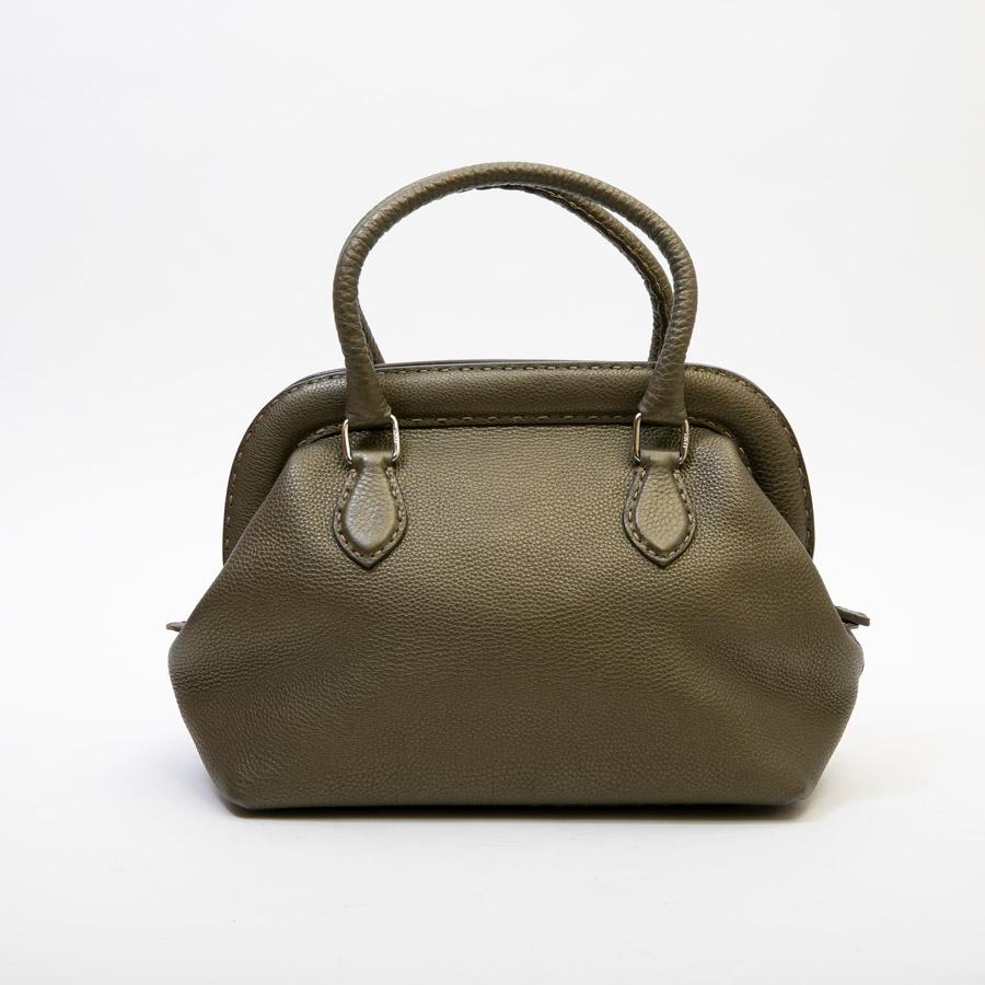 Beige FENDI Bag in Green Khaki Grained Leather