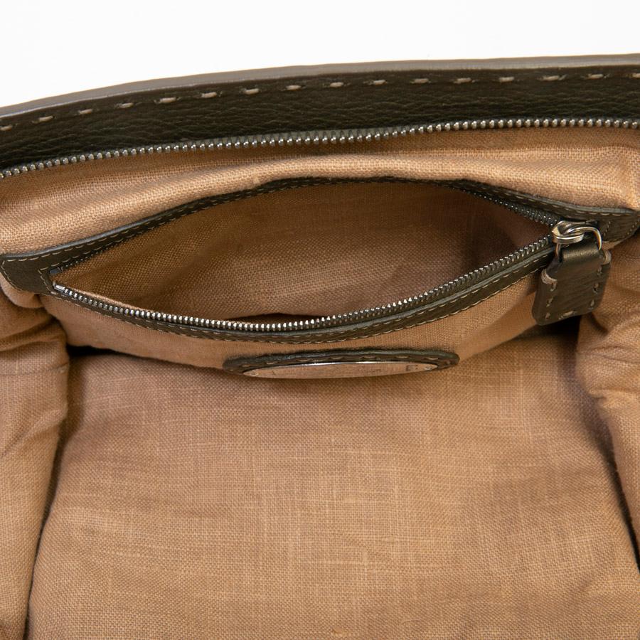 FENDI Bag in Green Khaki Grained Leather 9