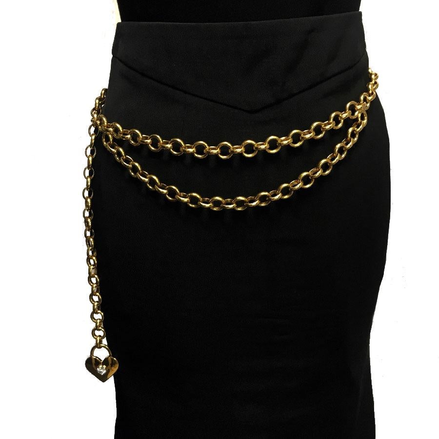 Chanel Chain Vintage Belt in Gilt Metal and Heart Charm 1