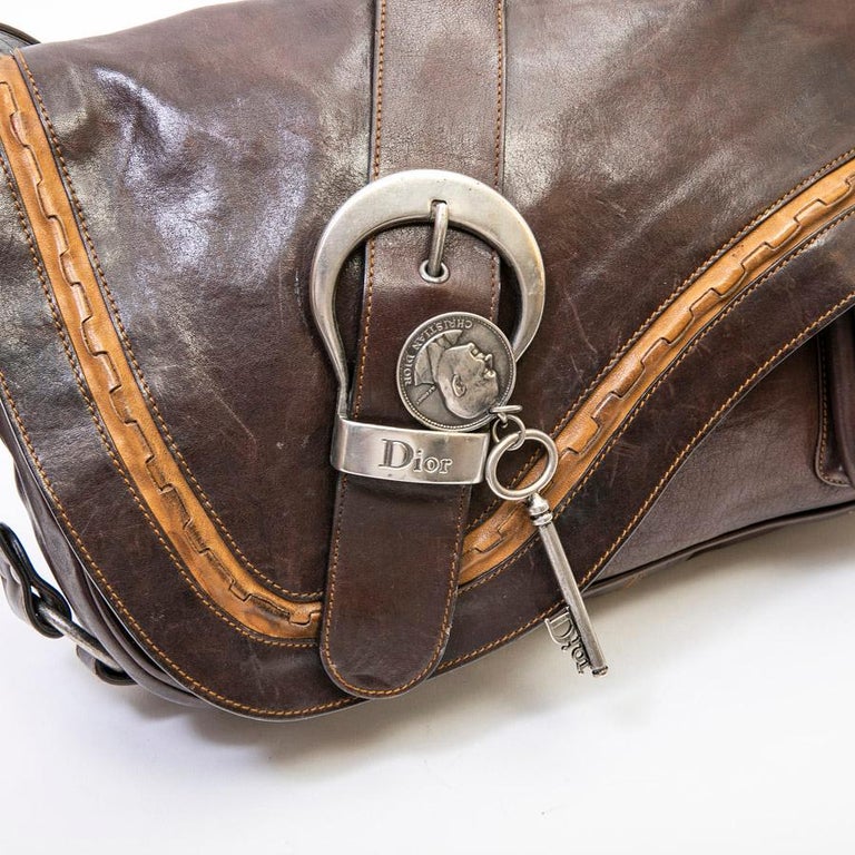 CHRISTIAN DIOR Saddle Bag in Dark Brown Leather For Sale at 1stdibs