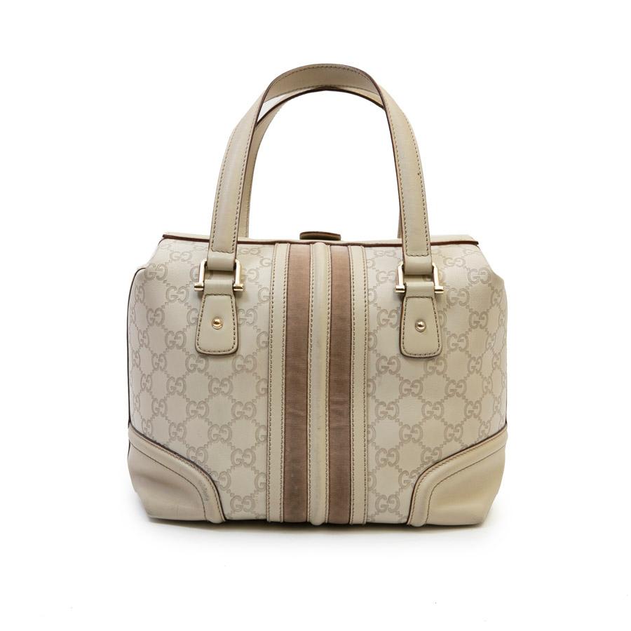 GUCCI Bag in Beige and Velvet Monogram Leather In Good Condition In Paris, FR