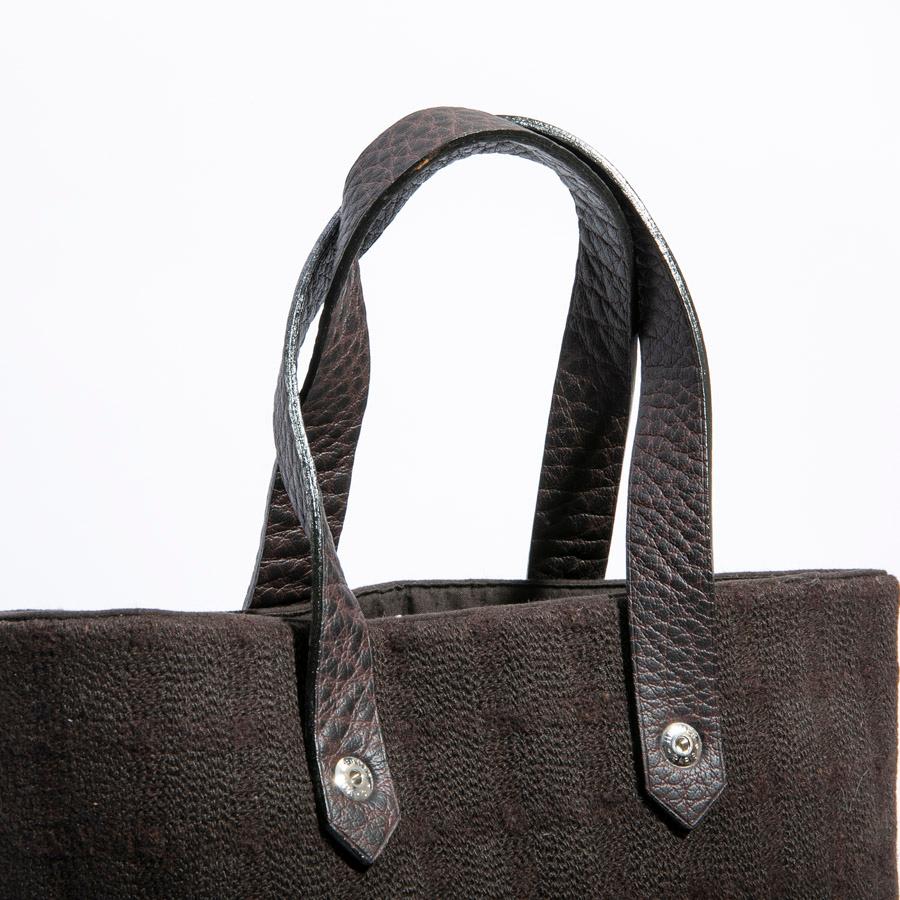 Women's HERMES Vintage Bag in Brown Canvas and Brown Grained Leather For Sale