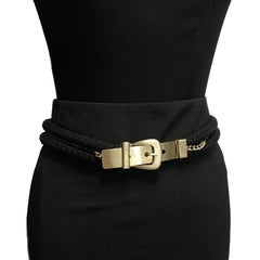 Chanel Black Rope Matte Gilt Metal Belt