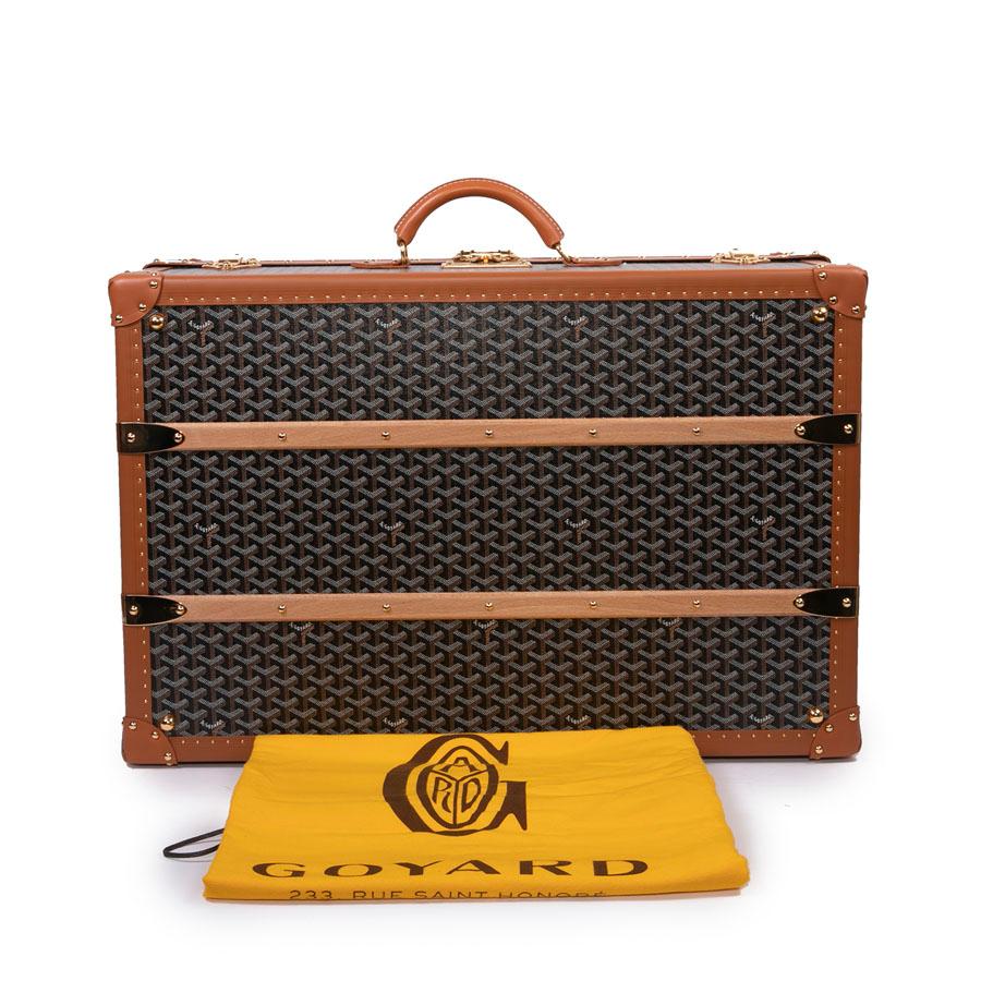 Goyard brown monogram Canvas and Leather Large Travel trunk  In Excellent Condition In Paris, FR