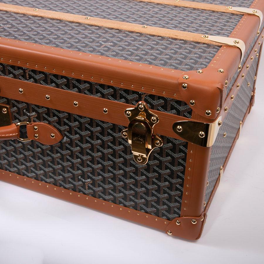 Goyard brown monogram Canvas and Leather Large Travel trunk  1