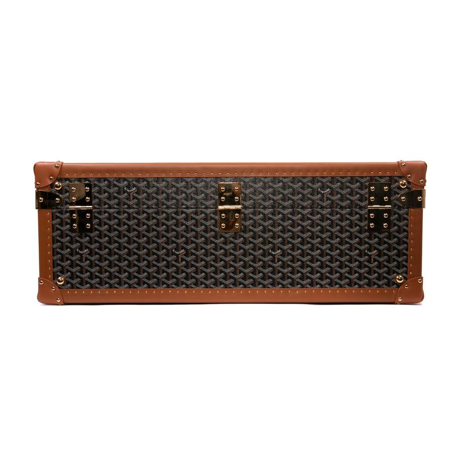 Goyard brown monogram Canvas and Leather Large Travel trunk  4