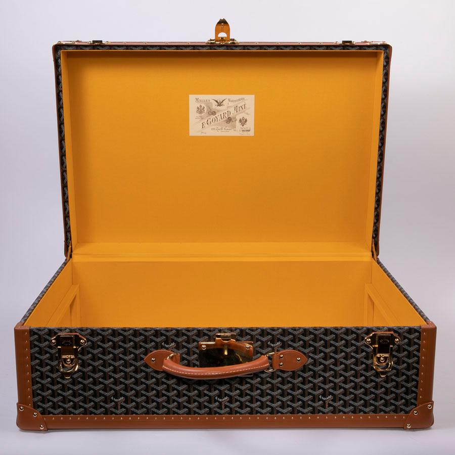 Goyard brown monogram Canvas and Leather Large Travel trunk  12