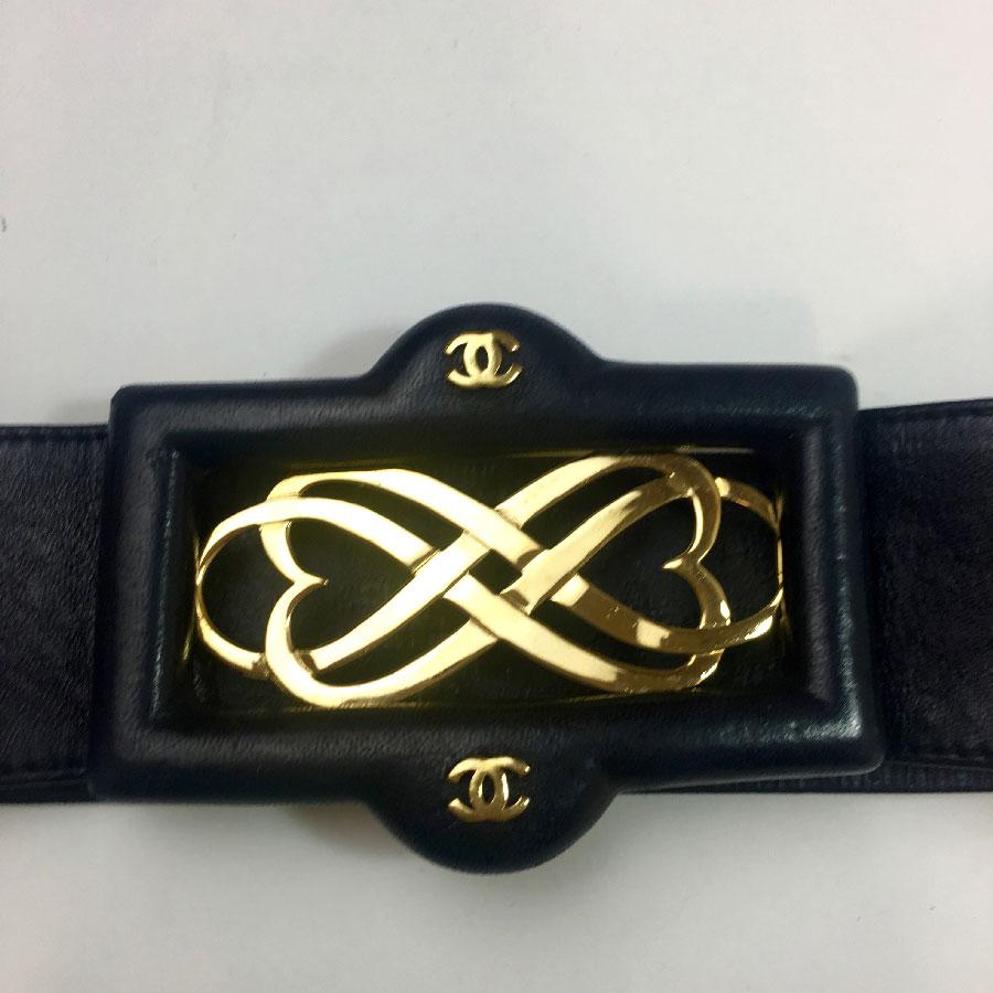 Chanel Vintage Black Leather Belt  1