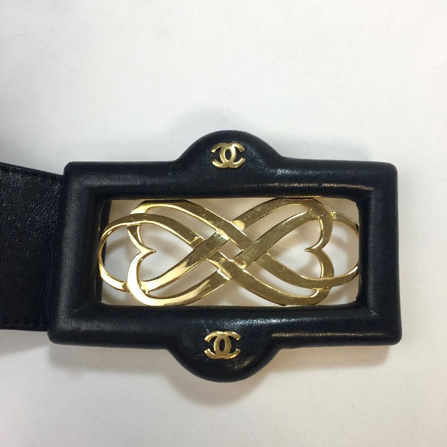 Chanel Vintage Black Leather Belt  2