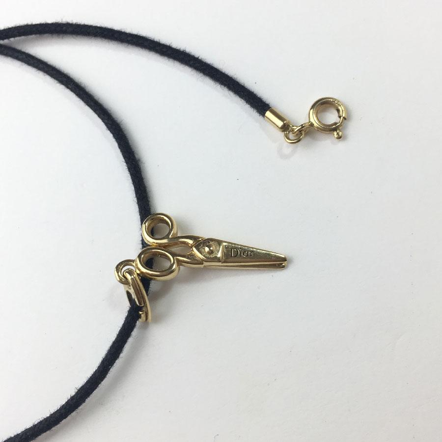Dior Necklace Black Link and Gold Scissors Charm set with a small Diamond 1