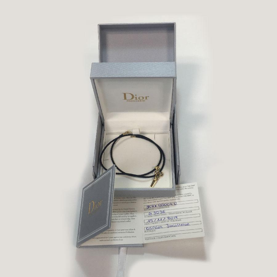 Dior Necklace Black Link and Gold Scissors Charm set with a small Diamond 2