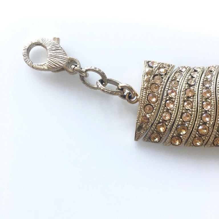 Chanel Choker Necklace in Gilt Metal Set with Colored