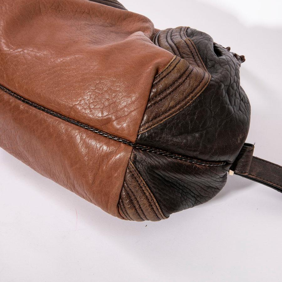 Black Fendi Mini Light and Dark Brown Leather Spy Bag 