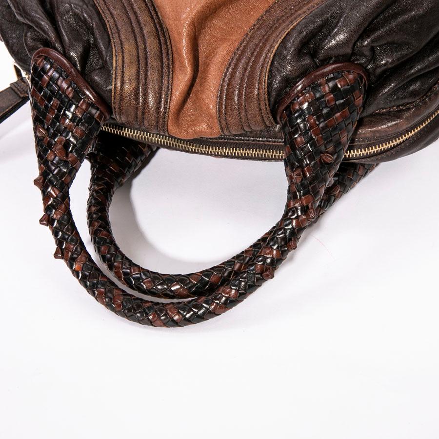 Women's Fendi Mini Light and Dark Brown Leather Spy Bag 