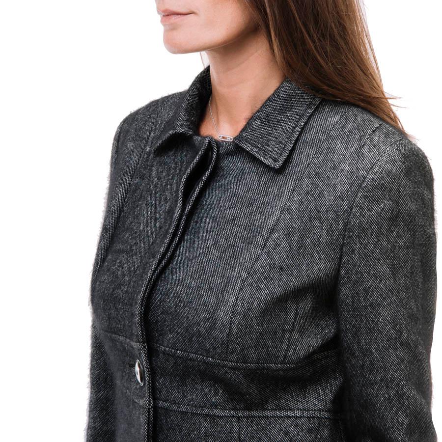 Women's Christian Dior by John Galliano Gray and Black Angora and Wool Soft Coat