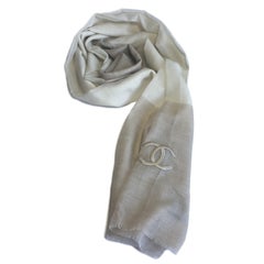 Chanel Beige and Ecru Cashmere Shawl