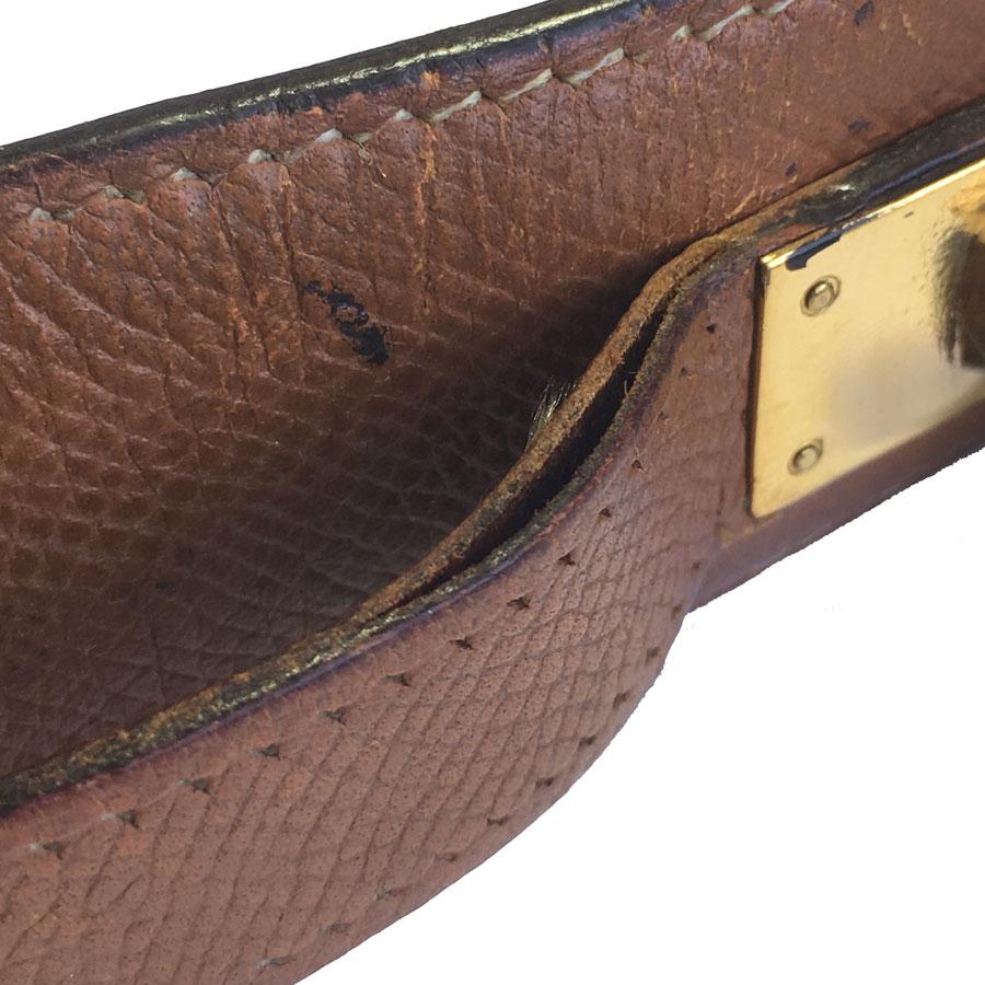 HERMES Vintage Belt Kelly in Gold Courchevel Leather Size 72 2