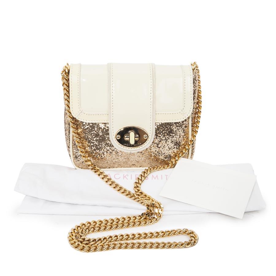 Women's JACKIE SMITH Small Bag in Beige Patent and Golden Glitter Leather