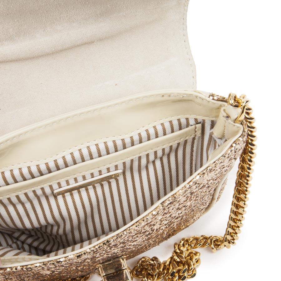 JACKIE SMITH Small Bag in Beige Patent and Golden Glitter Leather 2