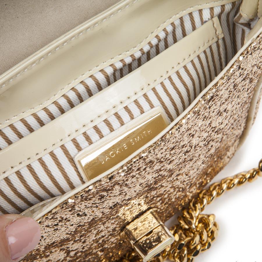 JACKIE SMITH Small Bag in Beige Patent and Golden Glitter Leather 3