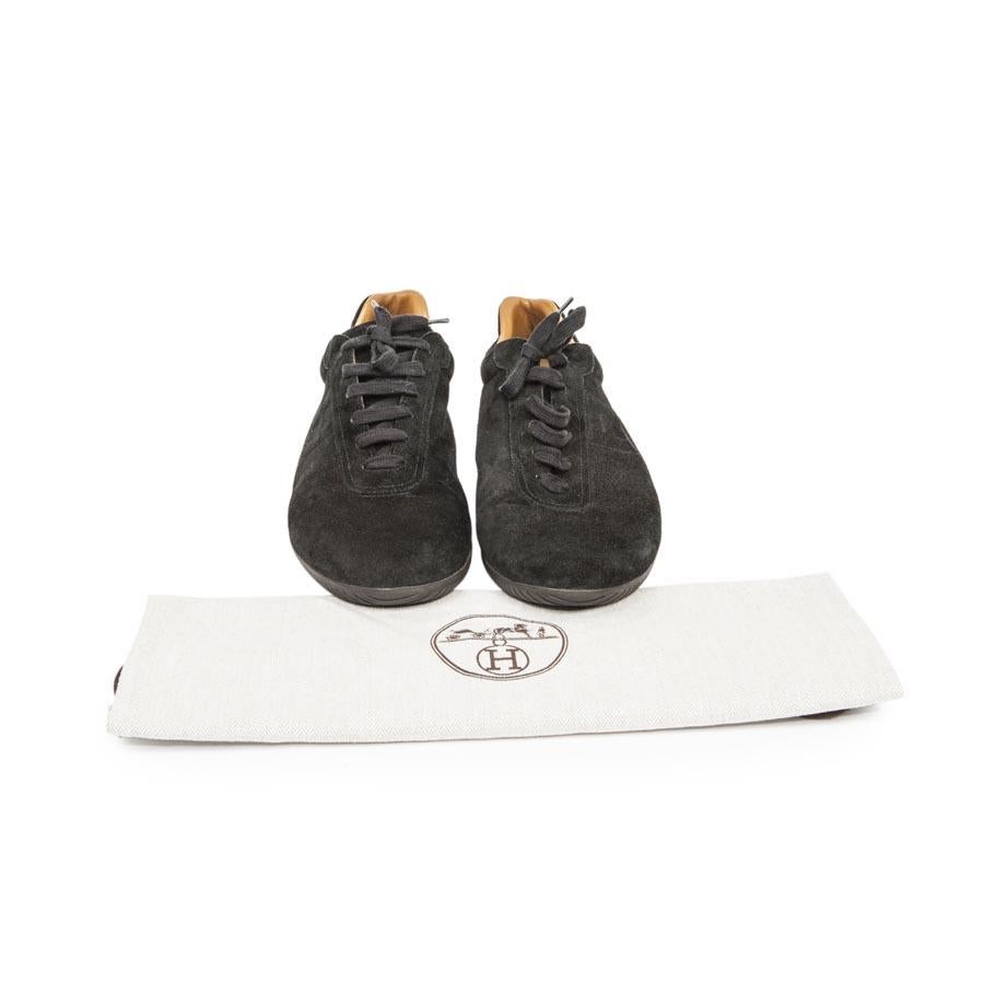 HERMES Sneakers in Black Velvet Calfskin Leather Size 44.5FR 3