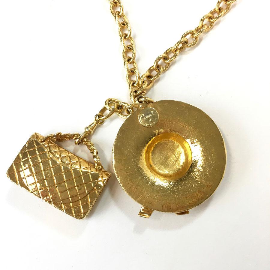 Women's CHANEL Long Necklace in Gilt Metal with Bag and Hat Pendant